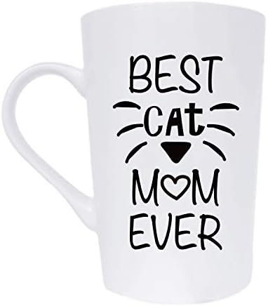 Mothers Day Gifts Funny Cat Mum Coffee Mug Christmas Gifts, Best Cat Mum Ever Cute Cup from Daughter or Son, White 12 Oz