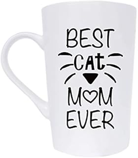 Mothers Day Gifts Funny Cat Mum Coffee Mug Christmas Gifts, Best Cat Mum Ever Cute Cup from Daughter or Son, White 12 Oz