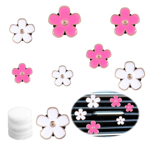 Image of 8 Pcs Car Air Vent Clips Daisy Flower Air Conditioning Outlet Clip Cute Car Air Freshener Clip with 8 Pcs DIY Unscented Fragrance Pads Daisy Car Decor Car Interior Decorations Refillable Car Diffuser