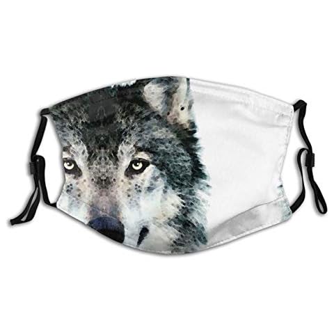 Animals Fantasy Art Wolf Face Mask Unisex Balaclava Mouth Cover With Filter Windproof Dustproof Adjustable Mask - red - One size Cover