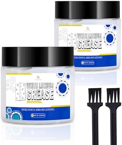 White Lithium Grease 114g - Multi-Purpose High Temperature Lubricant for Automotive, Marine, Industrial & Household Use - Ideal for Bearings, Chains, Gears, Hinges, Sliding Tracks - Includes Brush
