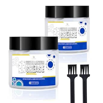 White Lithium Grease 114g - Multi-Purpose High Temperature Lubricant for Automotive, Marine, Industrial &amp; Household Use - Ideal for Bearings, Chains, Gears, Hinges, Sliding Tracks - Includes Brush