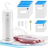 Handvakuumierer, oGoDeal Vakuumiergerät Mini, Vakuum/ Folienschweißgerät/Aufblasbar/Öffnen 4-in-1-Funktion mit 10 Vakuumbeutel, Vacuum Sealer Vakuumpumpe Einschweissgerät für Lebensmittel