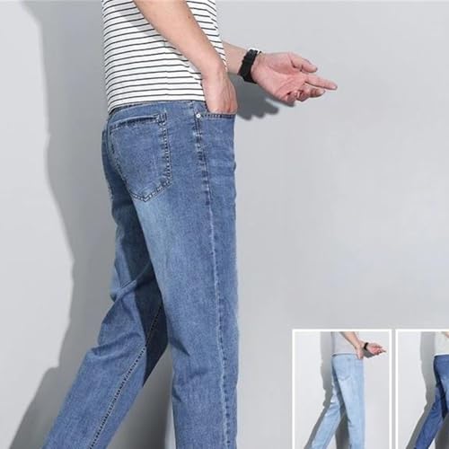 Men's Ice Silk Jeans Summer Thin Straight Leg Slim Fit Stretch Denim Pants Outdoor Business Casual2