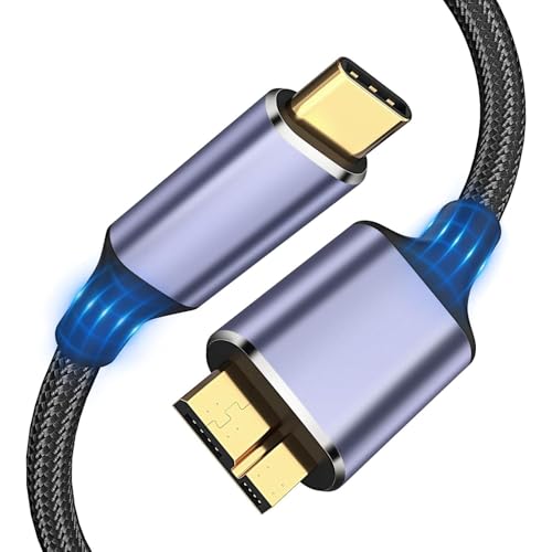 Image of rts Usb C Type C Portable External Hard Disk Drive Hdd Cable,Nylon Braided 10Gbps Fast Charging&Syncing Cord Compatible With Wd Seagate Toshiba Samsung Hitachi Hp Transcend Lacie Sony Buffalo Mac,Black