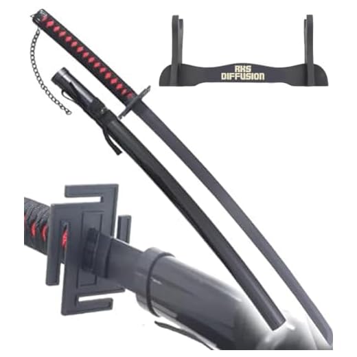 Bleach Katana Tout en Bois - Lame et Support en Bois - Sabre Bankai Epee Ichigo Kurosaki - Inclus