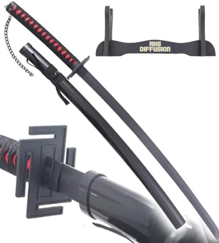Bleach Katana Tout en Bois - Lame et Support en Bois - Sabre Bankai Epee Ichigo Kurosaki - Inclus