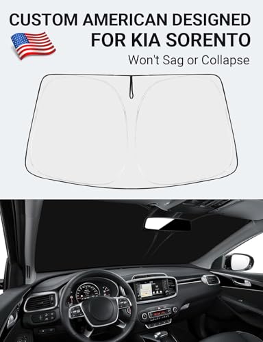 Image of Proadsy 2026 Upgrade Front Windshield Sun Shade Foldable Sunshade Protector Sun Visor Custom Fit 2016-2020 Kia Sorento LX, S, EX, SX, and SX-Prestige SUV Accessories