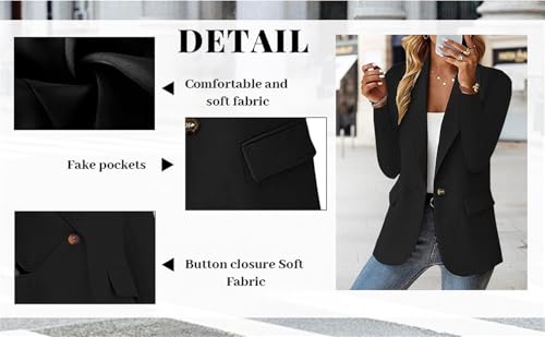 Women's Blazers &Suit Jackets, Long Sleeve Solid Color Cardigan Suit Jacket Women's Work Office Lapel Collar Jacket3