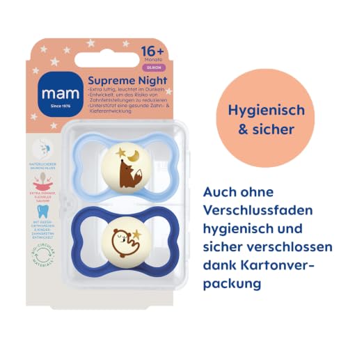 MAM Supreme Night Schnuller, 16+ Monate, Fuchs/Bär, 2 Stück – Ansicht 2