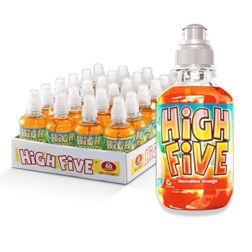 High Five Orange Juice Drink – 10.1 oz Bottles, Naturally Sweetened with Vitamin C, Low-Calorie Fruit Juice Beverages with Spill Proof Sports Cap (Pack of 24)