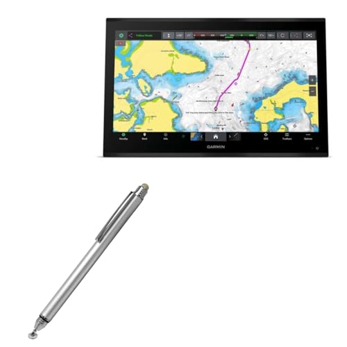 BoxWave Stylus Pen Compatible with Garmin GPSMAP 9027 - DualTip Capacitive Stylus, Fiber Tip Disc Tip Capacitive Stylus Pen - Metallic Silver