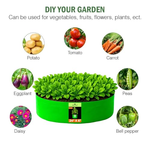 Image of Kingwell grow bags 24x6 inch pack of 6 Grow Bag For Terrace Garden Leafy Vegetable Plant Grow Bags Fruits Growing Containers For terrace Gardening