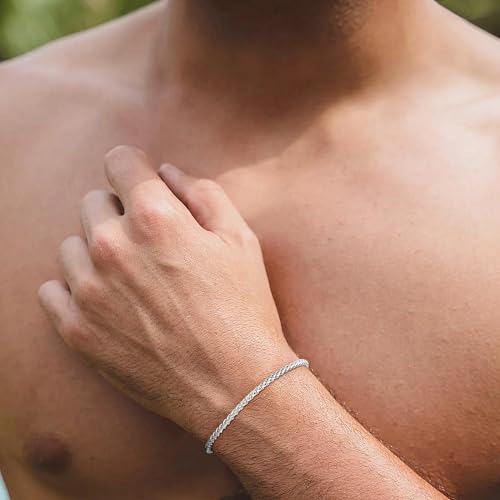Pulsera de plata 925 para hombre, cadena de 3 mm miniatura 6