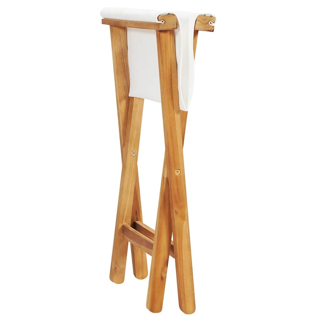 vidaXL Sedie Pieghevoli 2 pz in Legno di Teak e Tessuto Bianco Crema