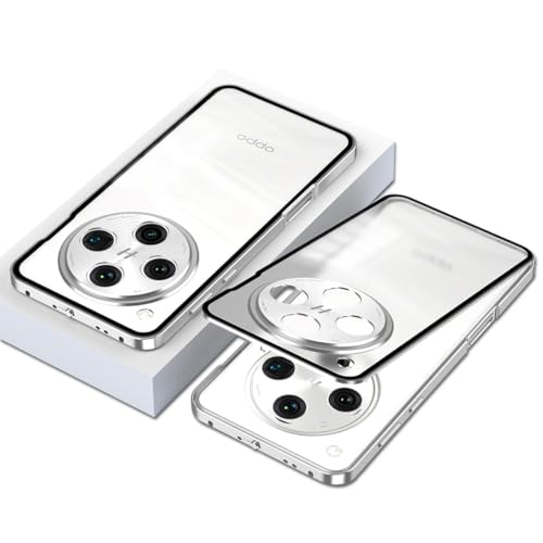 QUIETIP Case Compatible with Oppo Find X8 Pro with Screen Protector,Metal Frame + PC Frosted Surface Back Cover,Silver