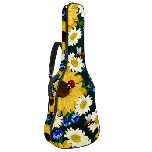 Housse de guitare en tissu Oxford épais rembourré avec boucle de suspension et sangle de cou Motif tournesol et feuilles roses 101,6 cm, Multicolore 4., 42.9×16.9×4.7 in, Sac de transport tendance - Les Beatles, Paul McCartney, John Lennon, RIngo Starr, George Harrison Housse de guitare en tissu Oxford épais rembourré avec boucle de suspension et sangle de cou Motif tournesol et feuilles roses 101,6 cm, Multicolore 4., 42.9x16.9x4.7 in, Sac de transport tendance