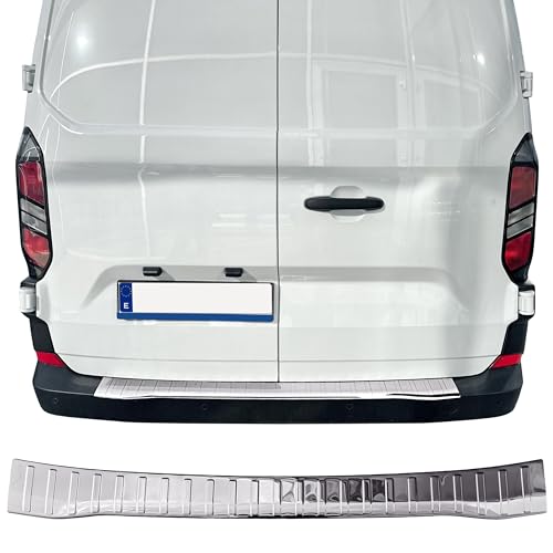 Protettore per paraurti posteriore compatibile con Ford Transit/Tourneo Custom (2ª generazione) | dal 2023 + Acciaio inossidabile cromato Protezione per il bordo del vano di carico