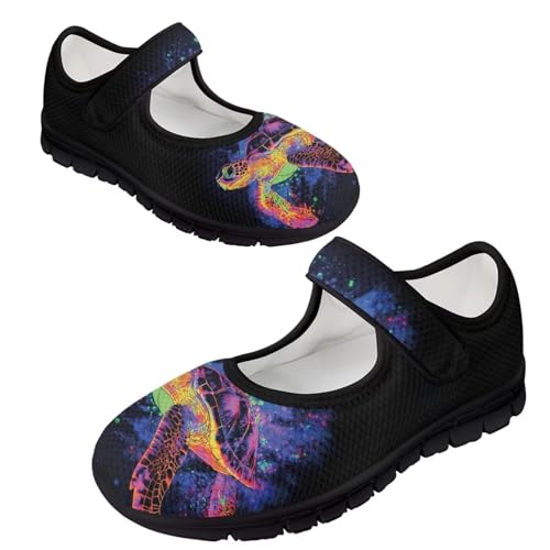 xixirimido Zapatos planos Mary Jane con estampado de tortuga marina para mujer, antideslizantes, ligeros, con puntera cerrada, transpirables, para caminar, Pintura de tortuga marina, 37 EU