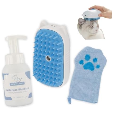 EKDOOMONG - Cat Steam Brush for Shedding, Waterless Pet Shampoo & Grooming Kit, Multi-Functional Silicone Brush for Dogs & Cats, Shedding & Grooming Bundle Cover