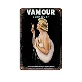 Cartel de metal vintage con vermut de vamour, letrero de metal de estaño, arte elegante, pintura de hierro, bar, cueva de personas, cafetería, garaje, decoración de pared, 20 x 30 cm