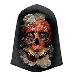 Hip hop Kanye Donda Style Mask Balaclava Full Face Cover Hood UV Protection Ski Mask Vintage Fashion Mask for Streetwear Club Cool Outdoor Mask for Men Women Red Skull, One Size