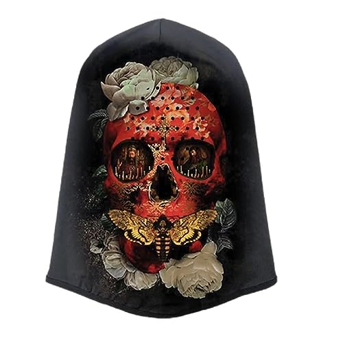 Hip Hop Kanye Donda Style Balaclava Full Face Cover Hood UV Protection Ski Mask Vintage Fashion for Streetwear Club Cool Outdoor Men Women Red Skull