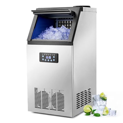 CREWORKS Machine à Glaçons Commerciale 480W 58kg/24h Ice Maker Professionnel 36 Pièces Écran LCD Storage de 10kg pour Maison Bureau Restaurant Bar Café