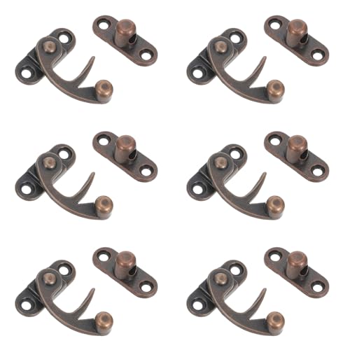 PENIKOKO 6 Piezas Pestillo de Cierre Retro para Caja de Seguridad Construcción Fuerte y Cierre Oculto Seguro, Hecho de Hierro Metálico Forma de Cuerno para Embalaje en Ocasiones Obsequios y