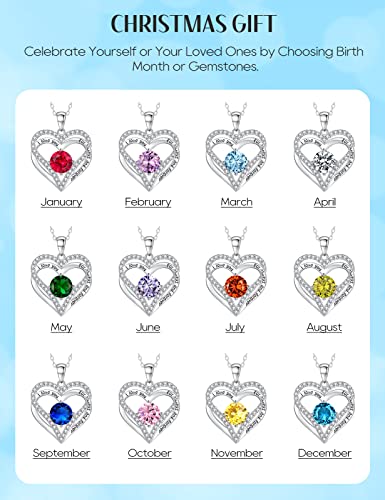 Lanzer 925 Sterling Silver Necklaces For Women, Birthstone Diamond Heart Pendant For Christmas, Anniversary Jewelry Gift For Her Wife, Girlfriend Necklaces Gift For Valentines Day Sliver-03-Mar #TOP5