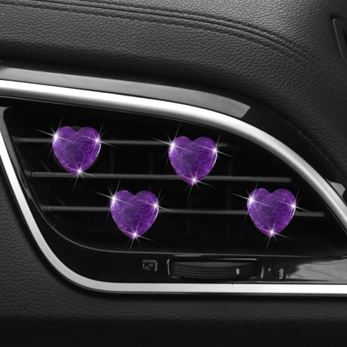 Image of 4 Pcs Heart Air Vent Clips, Cute Heart Car Air Fresheners Vents Clips Funny Cars Diffuser Vent Clips Car Interior Decor Charm Cute Cars Accessories,Decoration for Women (Purple)