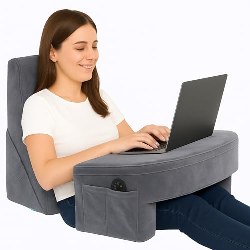 Image of CUSHIO Lap Desk & Adjustable Wedge Combo for Laptops, Study and Reading | Memory Foam Adjustable Wedge for Back Support & Lap Desk Pillow-Gaming & Reading Pillow (Grey)