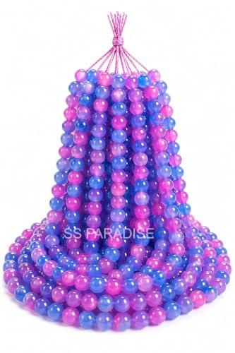 Image of SS Paradise 8mm Glass Beads (6 Colors 300 Pieces) for Jewellery Making | Round Loose Beads Strands for Necklace, (Set 4) Colour Subject to Availability !