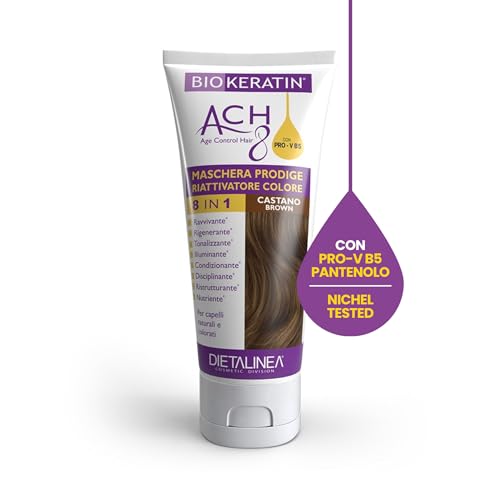 Dietalinea Biokeratin Maschera Colorante Capelli CASTANO | Maschera Capelli Colorata con Pro-V B5 Pantenolo | Ravvivante, Tonalizzante, Rigenerante, Nutre e Illumina | Nichel Tested