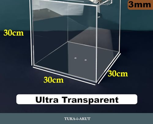 TUKA-i-AKUT 2X Acryl Losbox 30x30x30cm Abschließbar, 3mm Extra Stark Acrylglas Aktionsbox mit Schloß, Spendenbox Einwurfbox Gewinnspielbox Wahlurne Acrylbox Versperrbar, Transparent TKD8260-30cm-2X