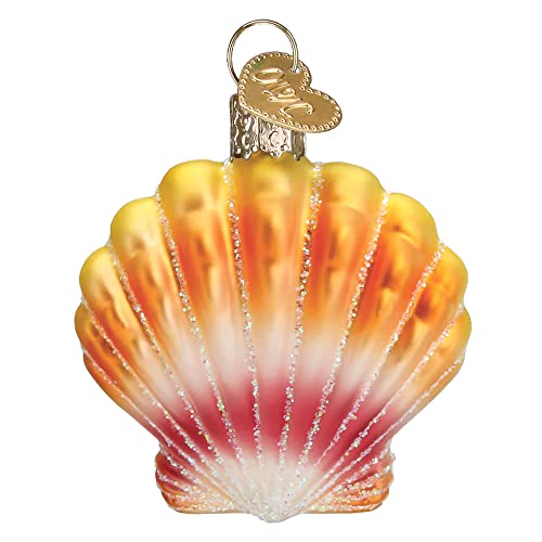 Old World Christmas Sunrise Shell Glass Blown Ornament for Christmas Tree, Handcrafted Holiday Decoration, Seashell Collection