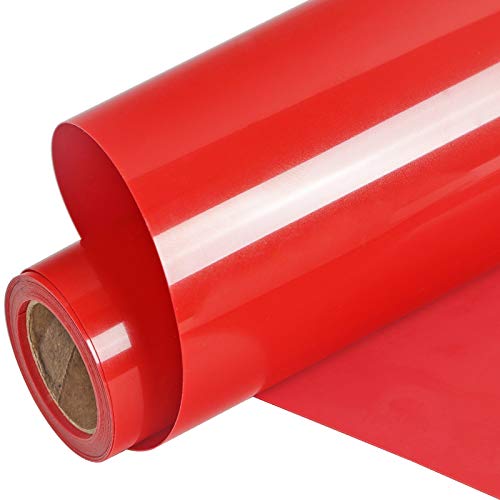 FUNKAKA Red HTV Heat Transfer Vinyl Rolls, 12' x 9ft Glossy Red Iron...