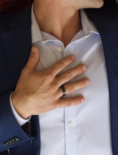 Boston Bay Diamonds Black Ceramic Unisex Comfort Fit Mens Wedding Band or Fashion Ring - 6mm, 7mm & 8mm - Choice of Style4