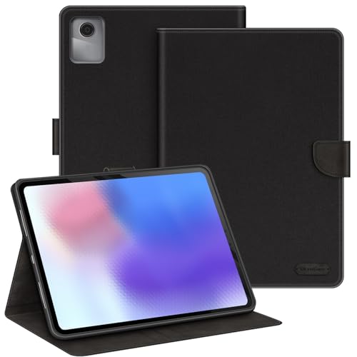 Housse Lenovo Tab K11 2024 coque interne silicone antichoc et rabat cuir noir à support
