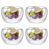 デザートボウル 4個 2層耐熱ガラス 小鉢 サラダ食器 ボウル スープ皿 ガラスデザート オートミール 深皿 煮込み麺 ダイエット 透明 キッチン レストラン ホテル 宴会 小鉢 業務用 (透明です,300ml)