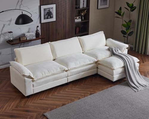 Karl home 122" Sectional Couch 3-Seat Deep Sofa Couch with Ottoma...