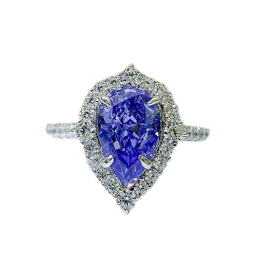 LSLYTQ 925 Tanzanite Blue Carbon Diamond Rings For Women Sparkling Wedding Jewelry