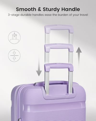 Image of Kono 24 Inch Hard Shell PP Luggage, 4 Spinner Wheels Suitcase, Purple | Lightweight & Anti-Scratch Checked-Medium Travel Trolley with TSA Lock for Travel Trips
