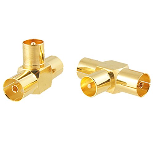 uxcell 2 Pzs Conector TV PAL 1 Macho a 2 Hembra miniatura 1