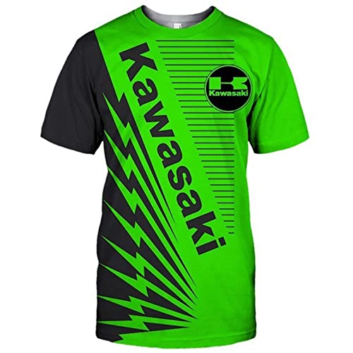 CUIHUATUQI T-Shirt À Manches Courtes pour Homme, Ka-WA.Saki 3D Print Sweat-Shirt, Été Extérieur T-Shirt Haut Respirant Col Rond À Manches Courtes,Green 01,S/Small Cover