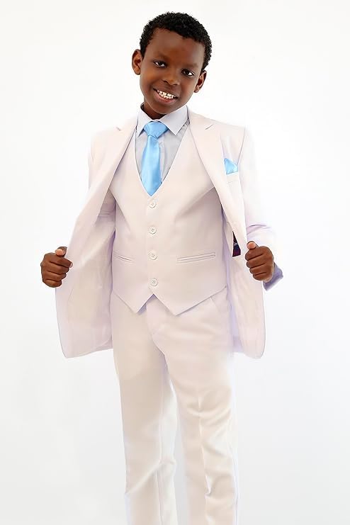 Image of Boys Page Boy Suit Tailored Fit 3 Piece or 6 Piece Set Communion Wedding Birthday Dinner Prom Party Special Occasion