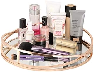 Rose Gold Mirrored Tray Decorative Dressing Table Accessory Cosmetics Storage Organiser (BR38)