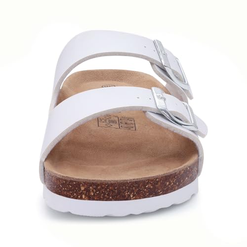 Image of ODOLY Unisex Comfortable Cork Footbed Slide Sandals with Arch Support | Adjustable Buckle, Lightweight Summer Sandals for Travel and Everyday Wear