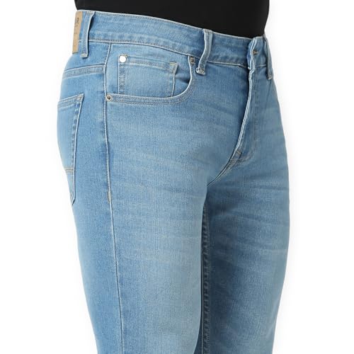 Image of Spykar Men's Super Skinny Fit Low-Rise Casual Jeans Mid Blue
