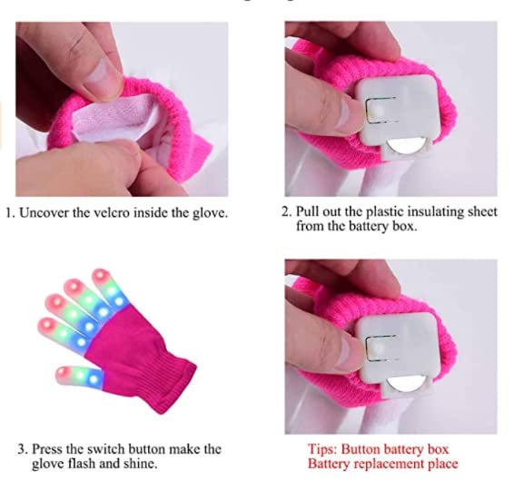 SHU LED Handschuhe, Light Up Handhandschuhe, Blinkende Finger Bunte Rave Handschuhe 6 Modes Glühen für Halloween/Weihnachten (Blau) Spielzeug